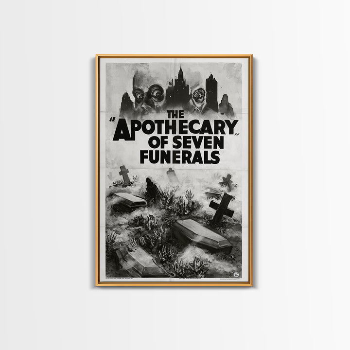 The Apothecary Of Seven Funerals, English Language Horror Movie Poster, 1930s Horror Art, Cult Horror Poster, Framed Canvas Print