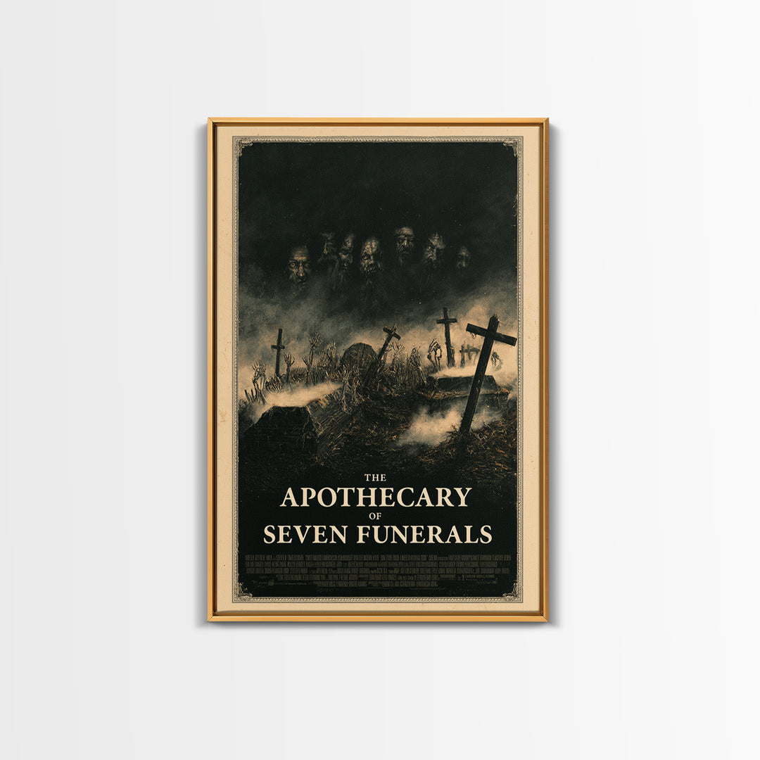 The Apothecary Of Seven Funerals, English Language Horror Movie Poster, Dark Romantic Horror Art, Retro Horror Movie Art, Canvas Print