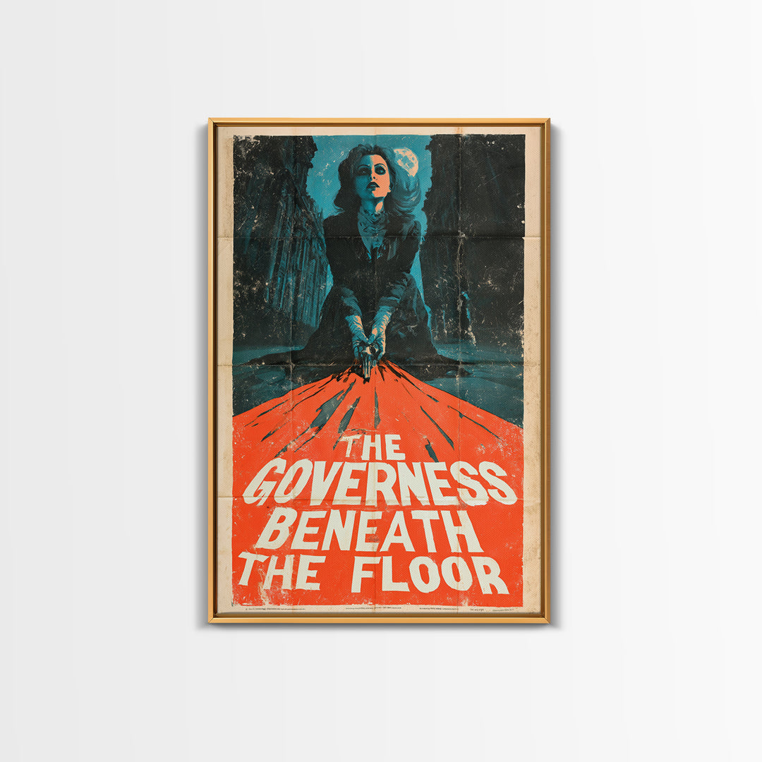 The Governess Beneath The Floor, English Language Horror Movie Poster, Giallo Horror Art, Cult Horror Poster, Framed Canvas Print