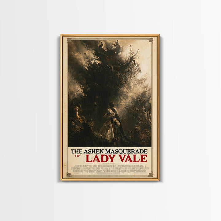 The Ashen Masquerade Of Lady Vale, English Language Horror Movie Poster, Gothic Nightmare Art, Classic Monster Poster