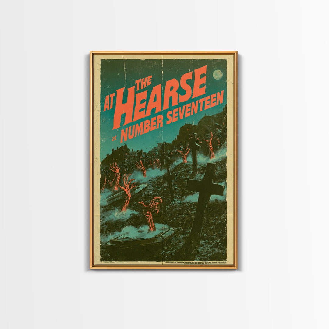 The Hearse At Number Seventeen, English Language Horror Movie Poster, Giallo Horror Art, Retro Horror Movie Art, Framed Canvas Print