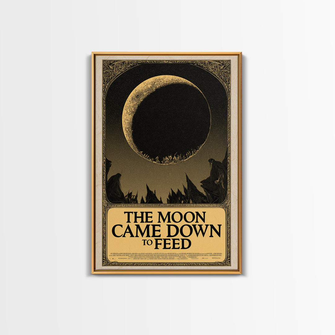 The Moon Came Down To Feed, English Language Horror Movie Poster, Decadent Line Art, Classic Monster Poster, Canvas Print
