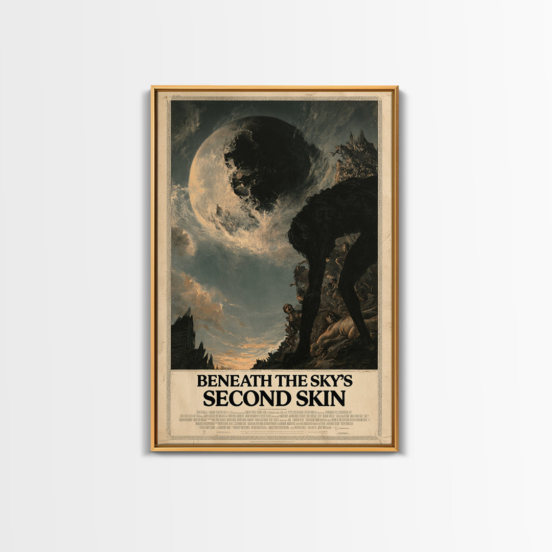 Beneath The Sky'S Second Skin, English Language Horror Movie Poster, Gothic Nightmare Art, Retro Horror Movie Art, Framed Canvas Print