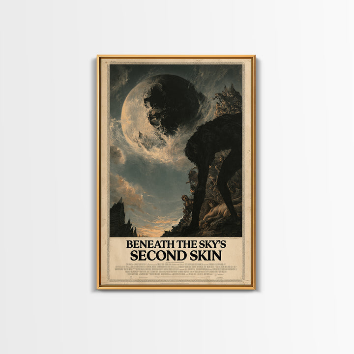 Beneath The Sky'S Second Skin, English Language Horror Movie Poster, Gothic Nightmare Art, Retro Horror Movie Art, Framed Canvas Print