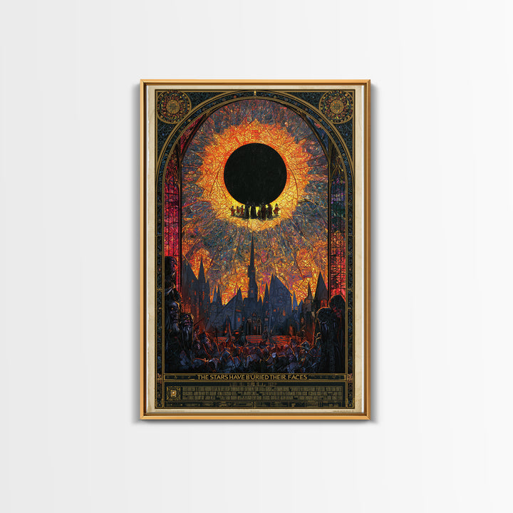 The Stars Have Buried Their Faces, English Language Horror Movie Poster, Stained Glass Gothic Art, Classic Monster Poster, Canvas Print