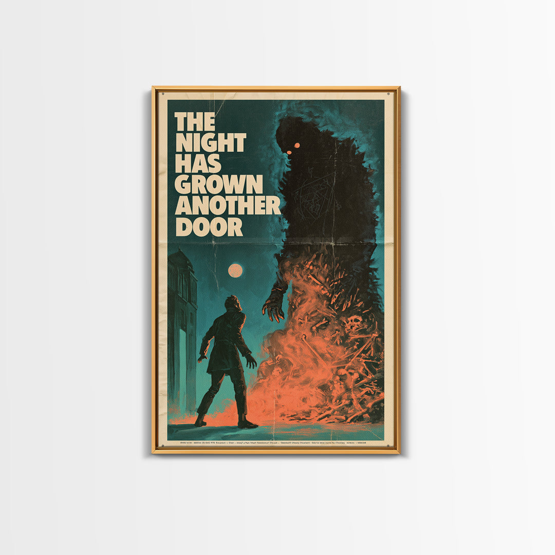 The Night Has Grown Another Door, English Language Horror Movie Poster, Giallo Horror Art, Cult Horror Poster, Framed Canvas Print