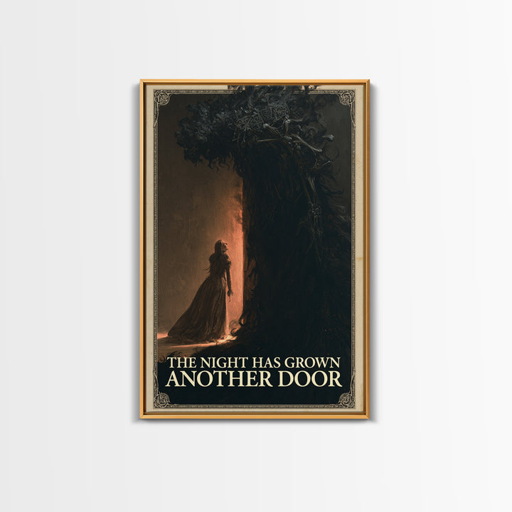 The Night Has Grown Another Door, English Language Horror Movie Poster, Gothic Nightmare Art, Cult Horror Poster, Framed Canvas Print