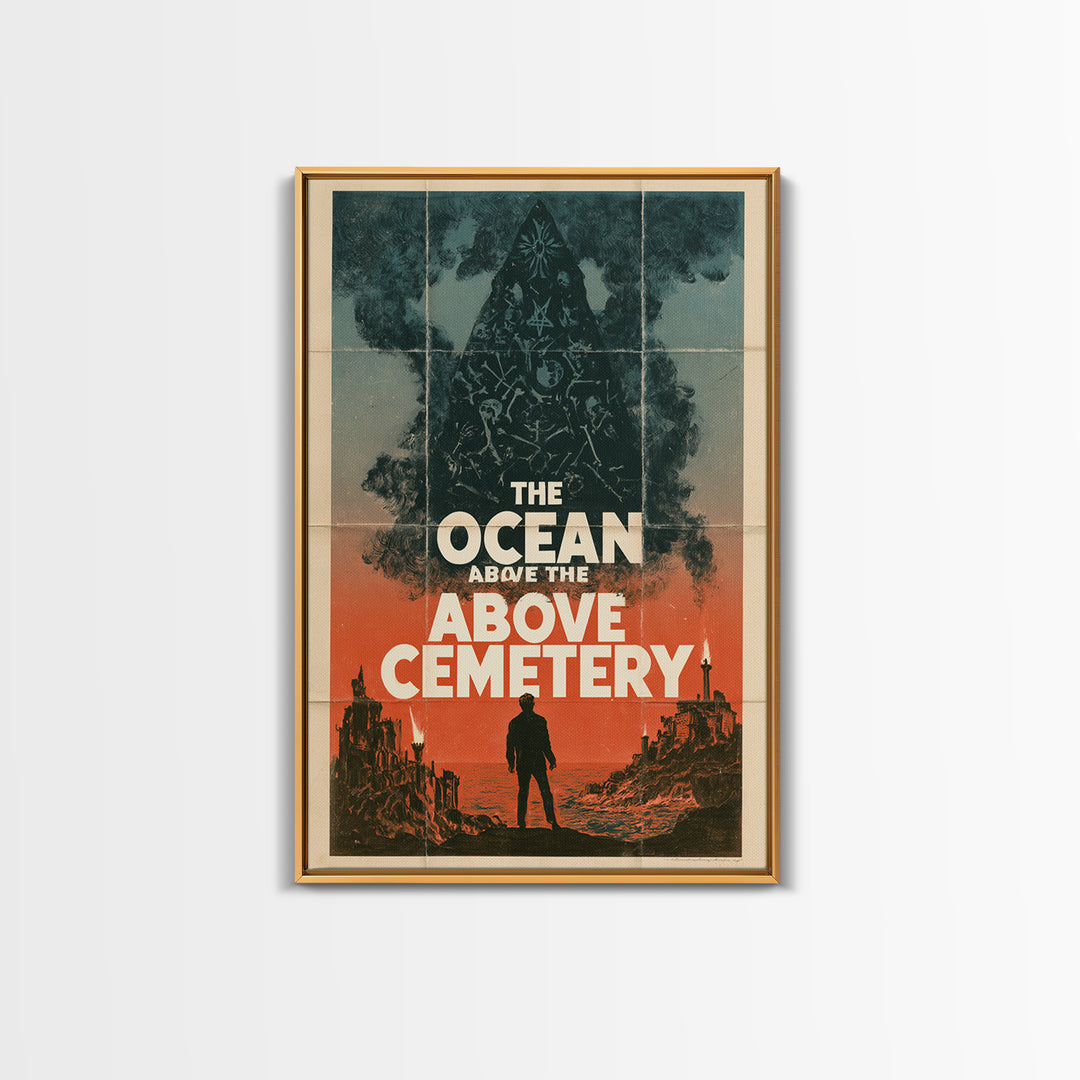 The Ocean Above The Cemetery, English Language Horror Movie Poster, 1960s Horror Art, Retro Horror Movie Art, Framed Canvas Print