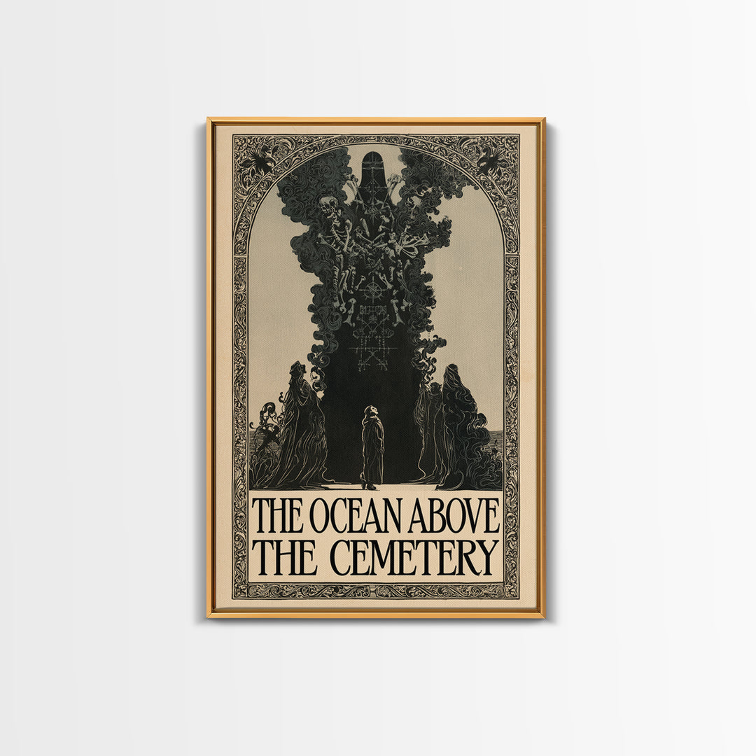 The Ocean Above The Cemetery, English Language Horror Movie Poster, Decadent Line Art, Classic Monster Poster, Horror Wall Decor