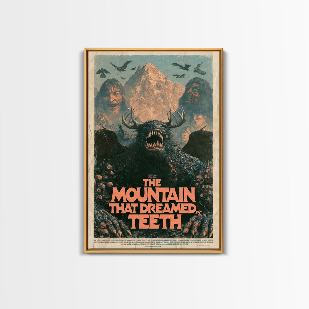 The Mountain That Dreamed Of Teeth, English Language Horror Movie Poster, 1970s Horror Art, Gothic Cinema Wall Art, Canvas Print
