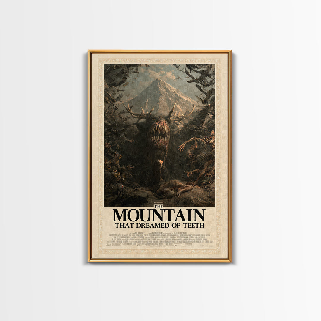The Mountain That Dreamed Of Teeth, English Language Horror Movie Poster, Gothic Nightmare Art, Cult Horror Poster, Canvas Print