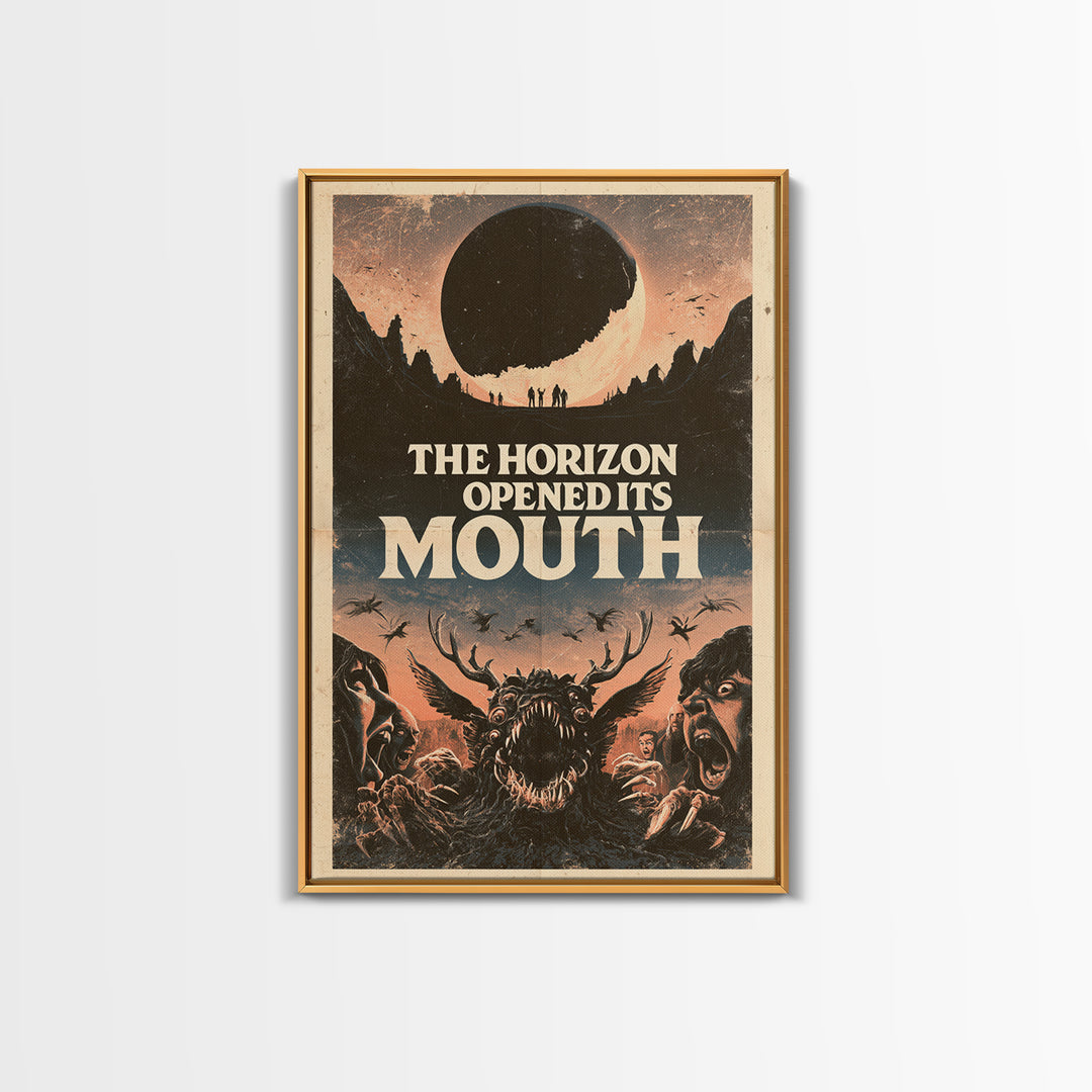 The Horizon Opened Its Mouth, English Language Horror Movie Poster, 1970s Horror Art, Cult Horror Poster, Framed Canvas Print