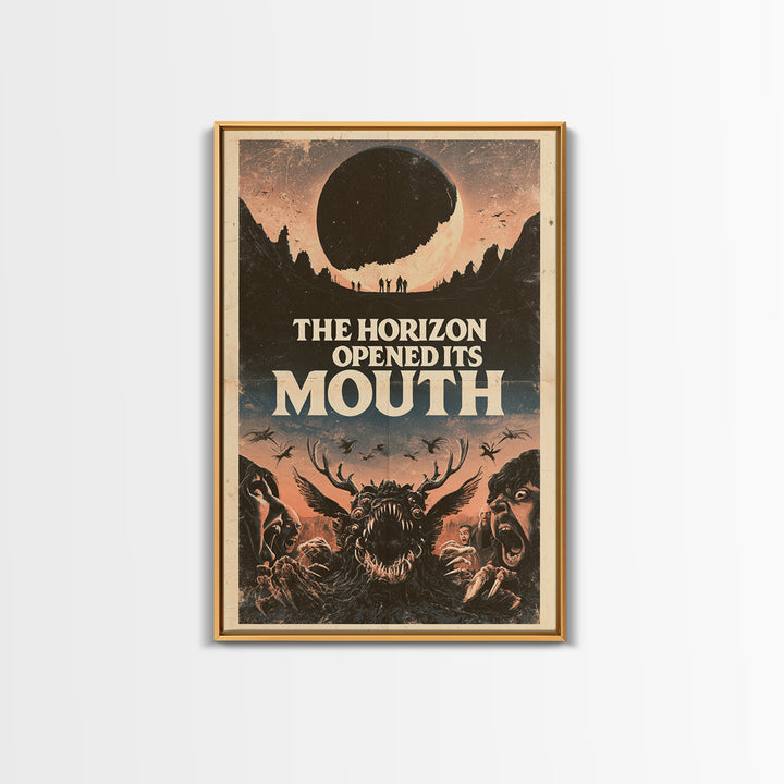 The Horizon Opened Its Mouth, English Language Horror Movie Poster, 1970s Horror Art, Cult Horror Poster, Framed Canvas Print