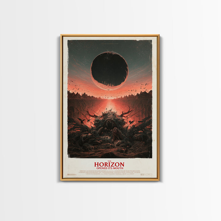 The Horizon Opened Its Mouth, English Language Horror Movie Poster, Architectural Etching Art, Retro Horror Movie Art