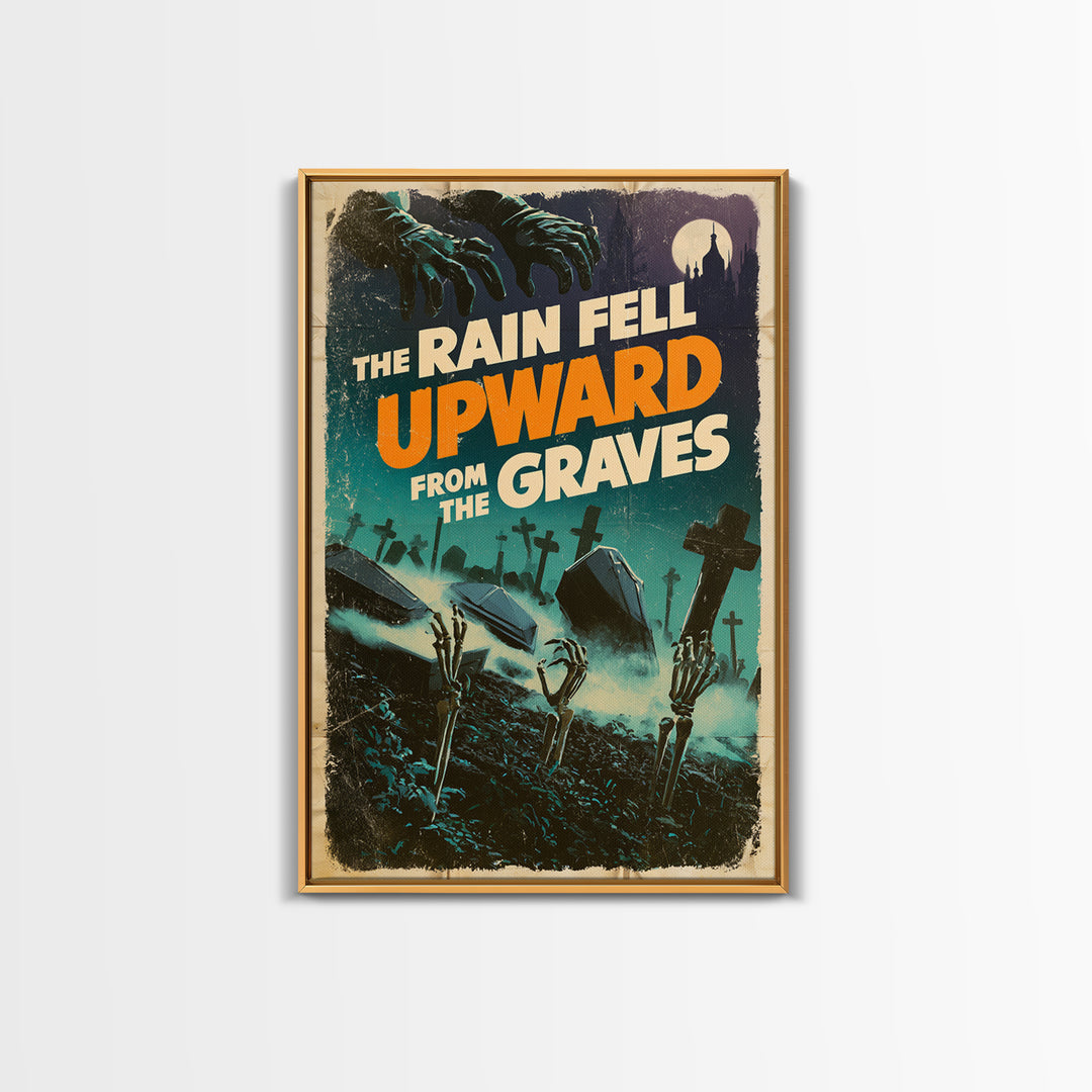 The Rain Fell Upward From The Graves, English Language Horror Movie Poster, Giallo Horror Art, Classic Monster Poster, Framed Canvas Print