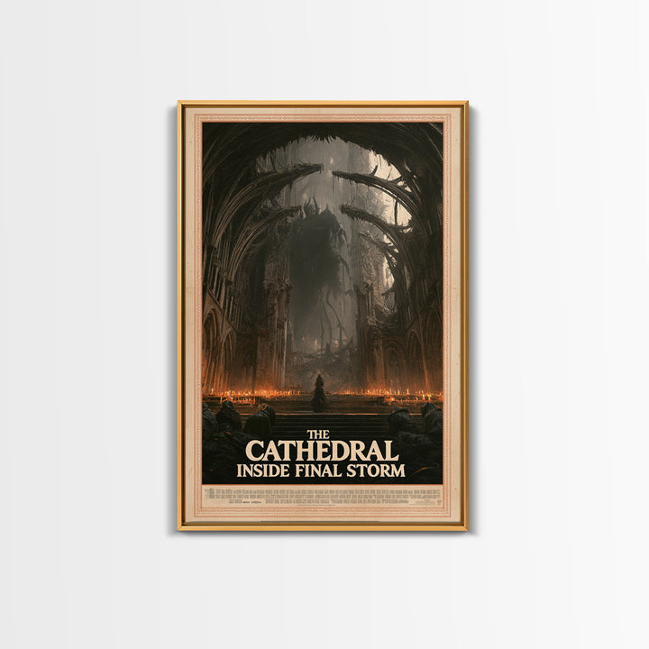 The Cathedral Inside The Final Storm, English Language Horror Movie Poster, Gothic Nightmare Art, Gothic Cinema Wall Art, Canvas Print