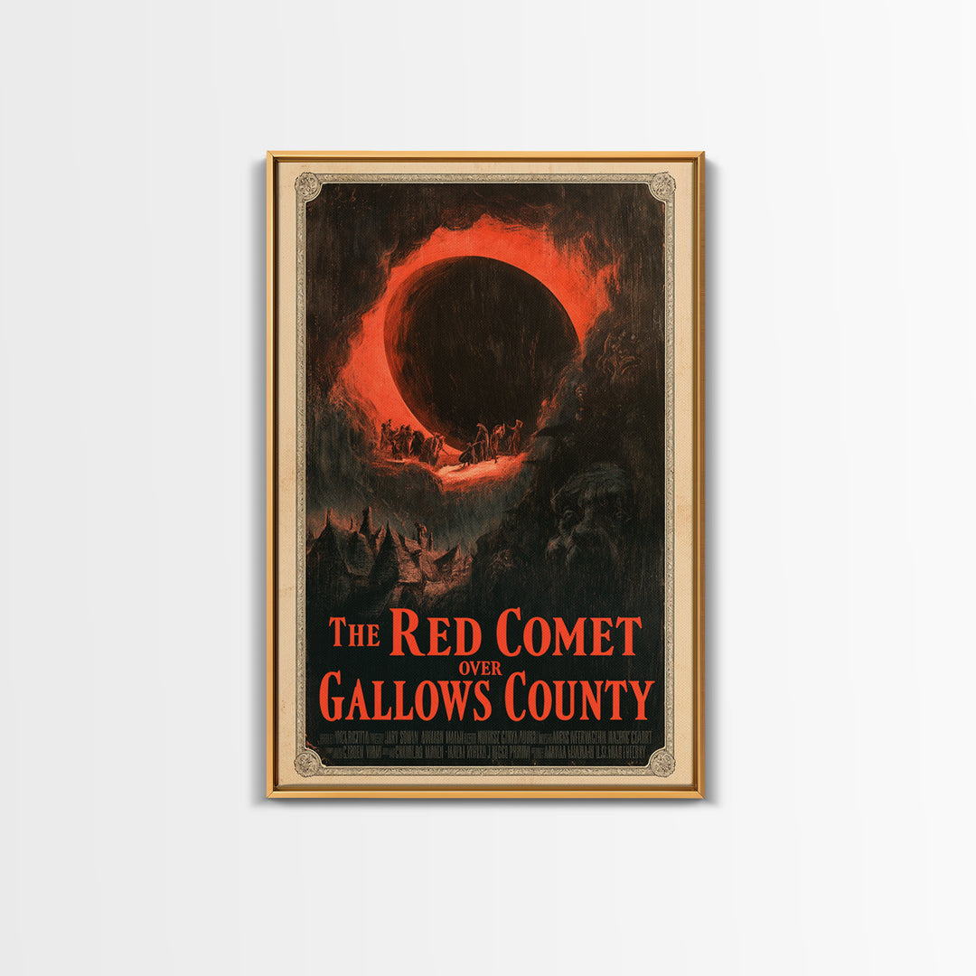 The Red Comet Over Gallows County, English Language Horror Movie Poster, Dark Romantic Horror Art, Retro Horror Movie Art