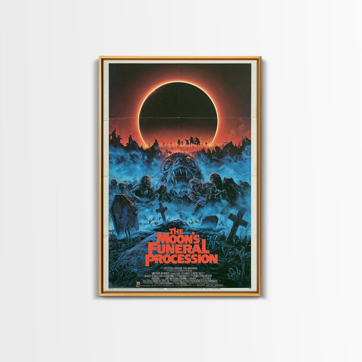 The Moon'S Funeral Procession, English Language Horror Movie Poster, 1980s Vhs Nightmare Cover Inspired Art, Cult Horror Poster