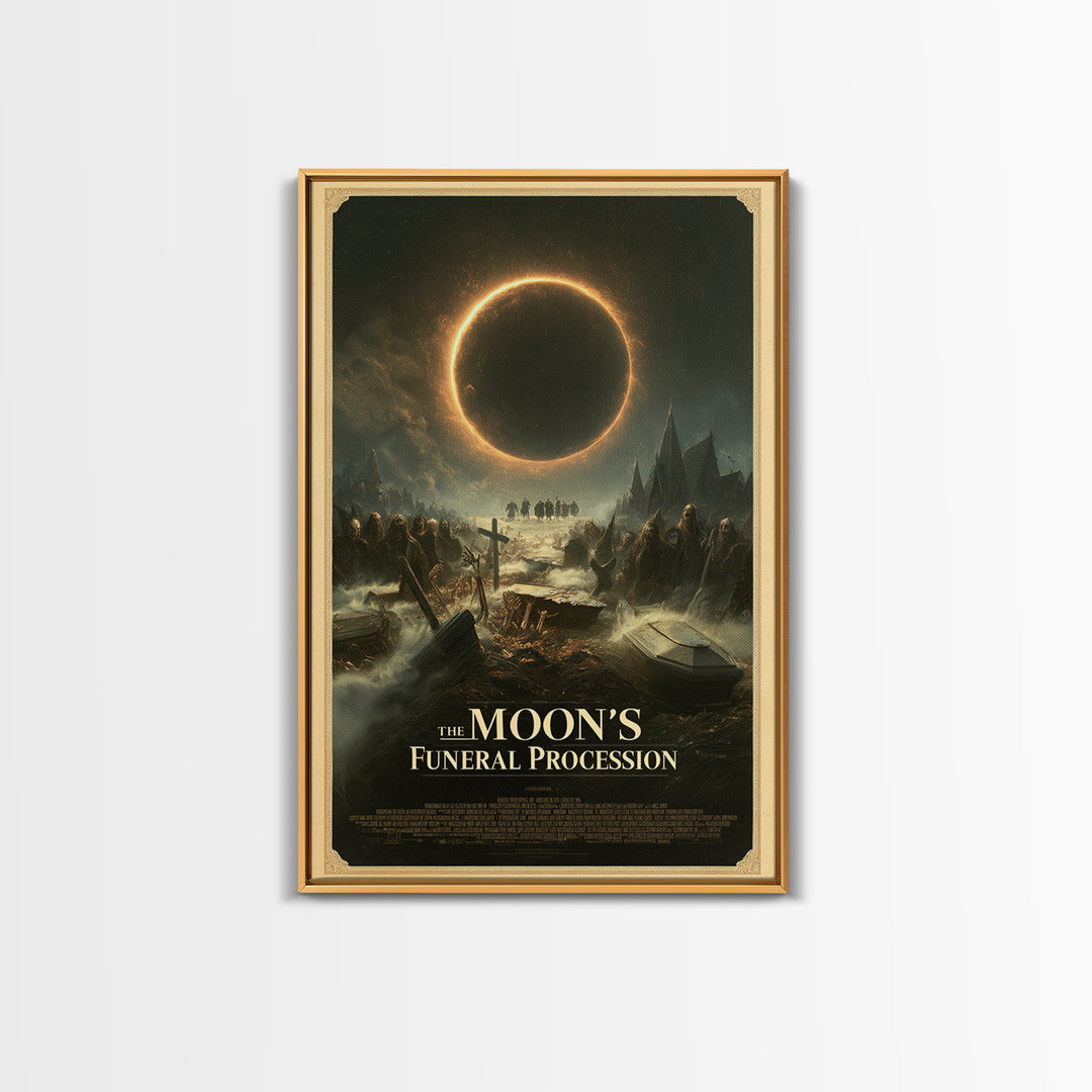The Moon'S Funeral Procession, English Language Horror Movie Poster, Dark Romantic Horror Art, Retro Horror Movie Art, Canvas Print