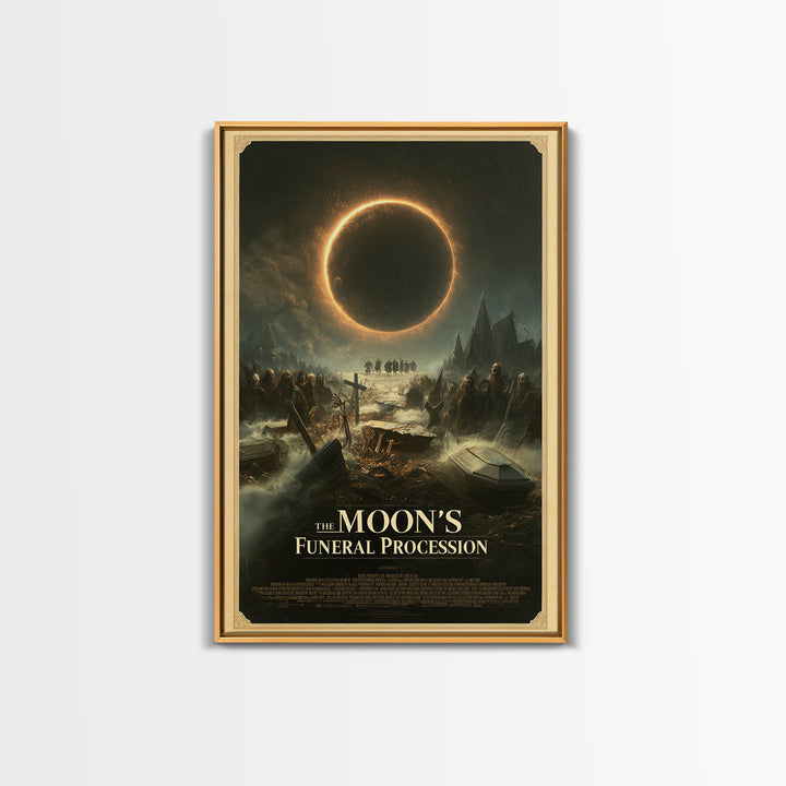 The Moon'S Funeral Procession, English Language Horror Movie Poster, Dark Romantic Horror Art, Retro Horror Movie Art, Canvas Print