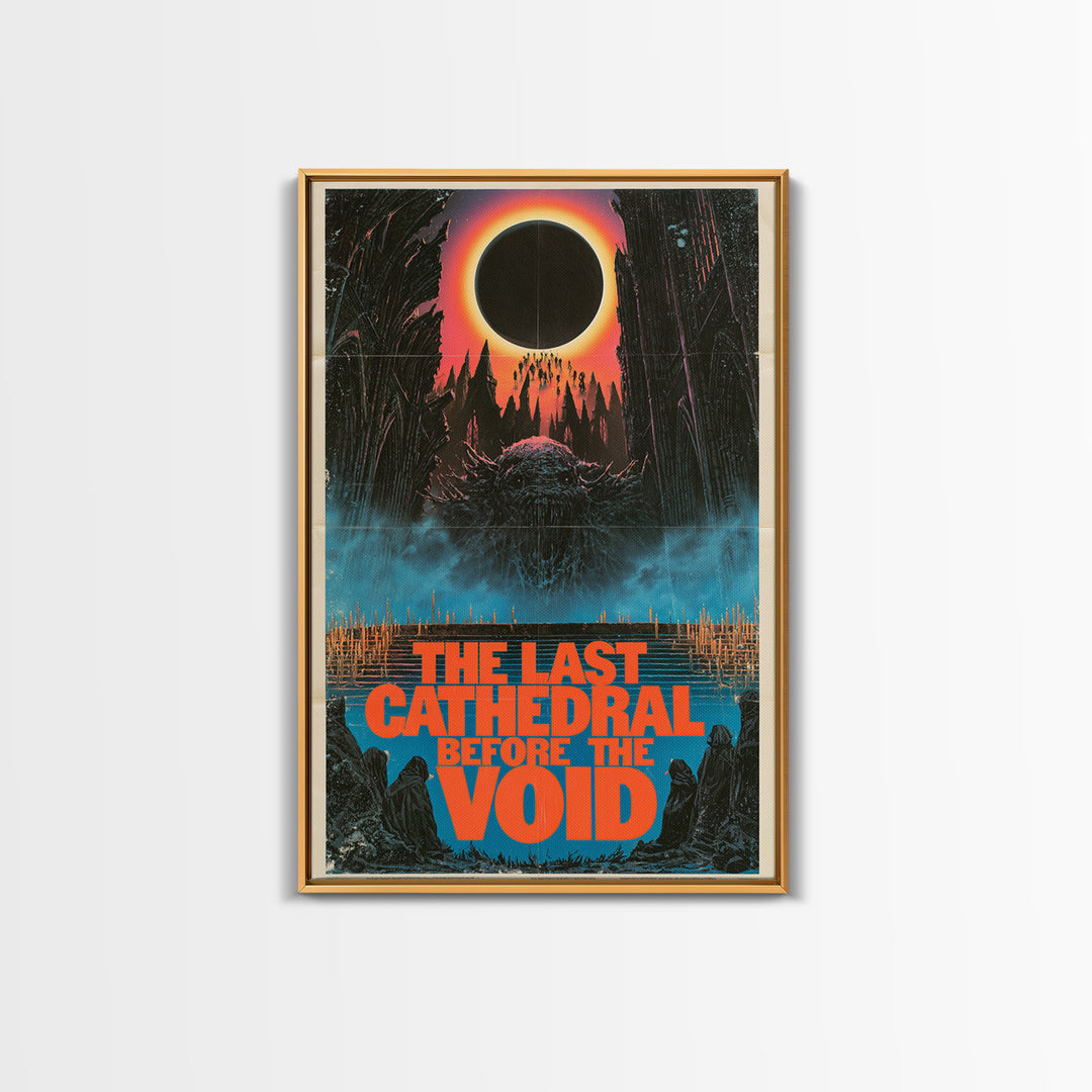 The Last Cathedral Before The Void, English Language Horror Movie Poster, 1980s Vhs Nightmare Cover Inspired Art, Gothic Cinema Wall Art