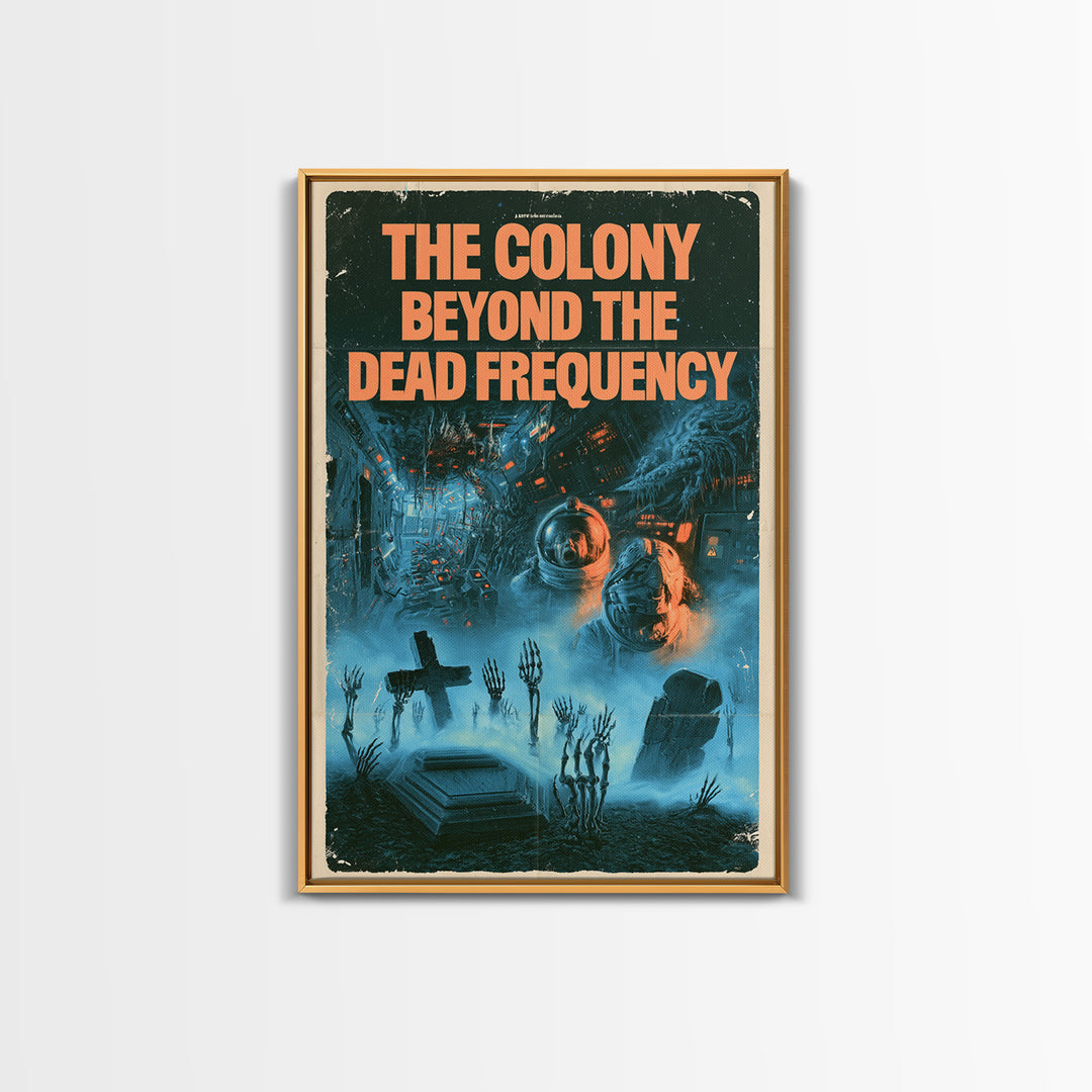 The Colony Beyond The Dead Frequency, English Language Horror Movie Poster, 1980s Vhs Nightmare Cover Inspired Art, Retro Horror Movie Art
