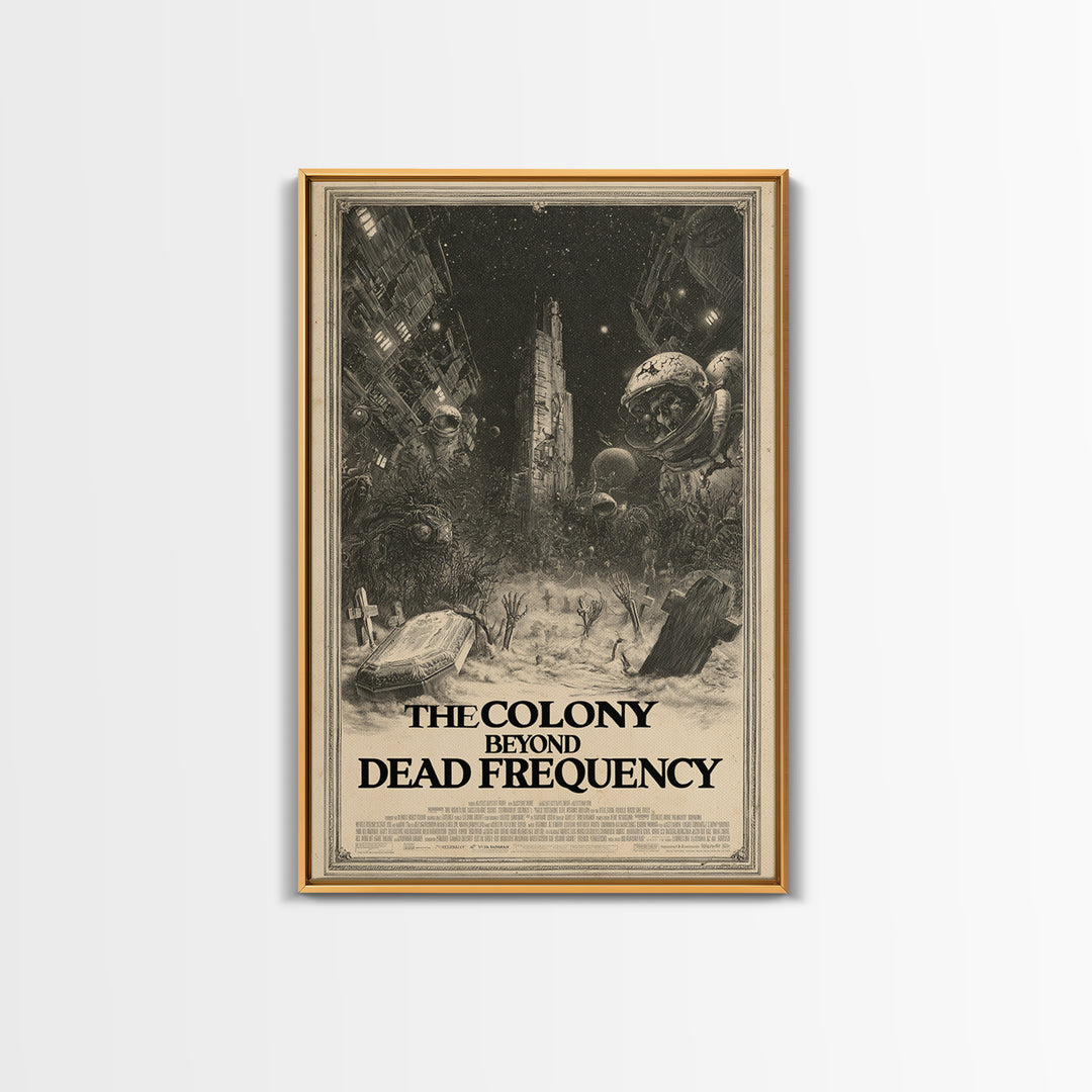 The Colony Beyond The Dead Frequency, English Language Horror Movie Poster, Gothic Engraving Art, Gothic Cinema Wall Art