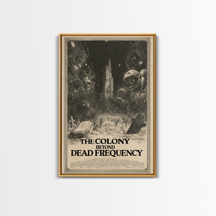 The Colony Beyond The Dead Frequency, English Language Horror Movie Poster, Gothic Engraving Art, Gothic Cinema Wall Art