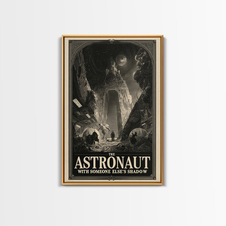 The Astronaut With Someone Else'S Shadow, English Language Horror Movie Poster, Gothic Engraving Art, Classic Monster Poster