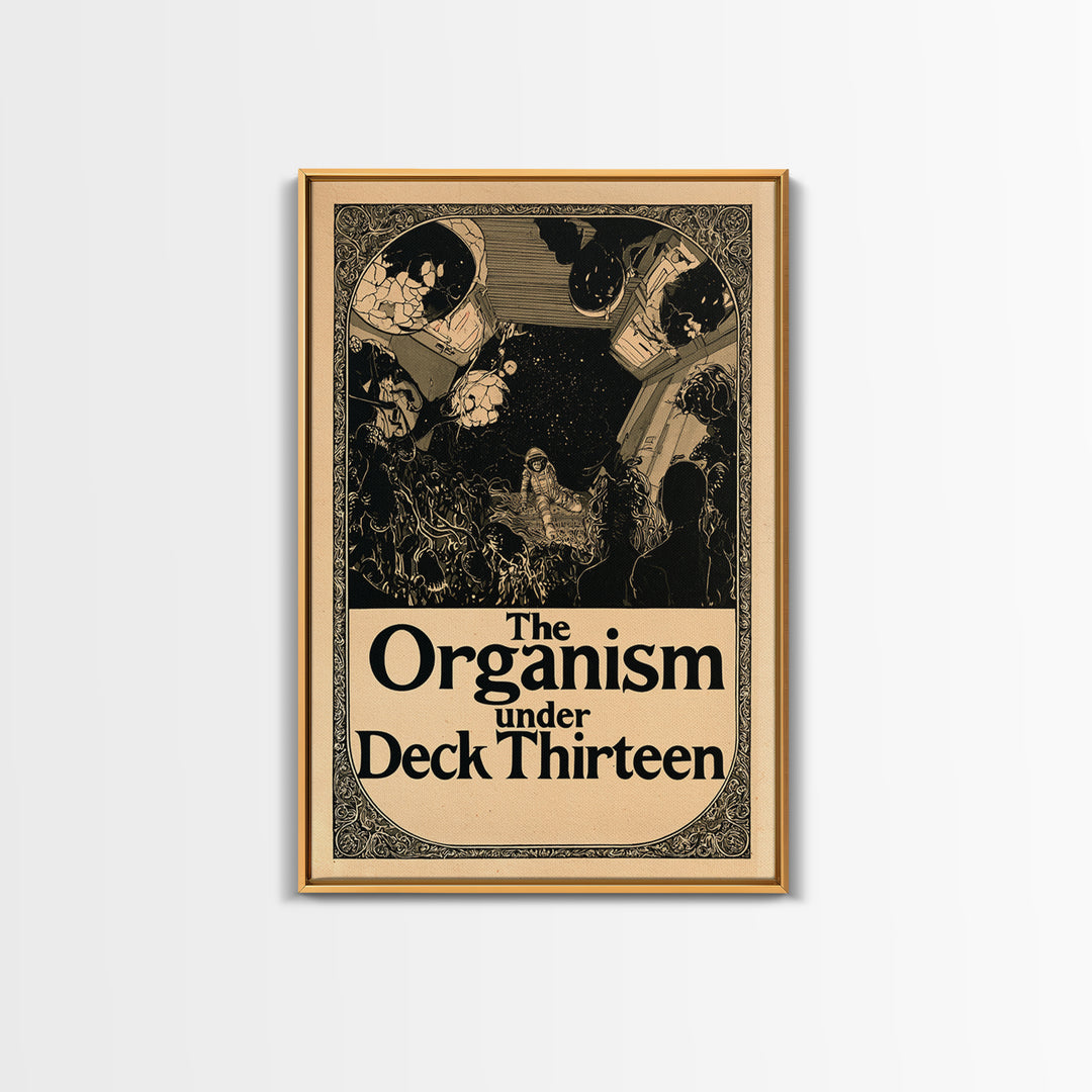 The Organism Under Deck Thirteen, English Language Horror Movie Poster, Decadent Line Art, Classic Monster Poster