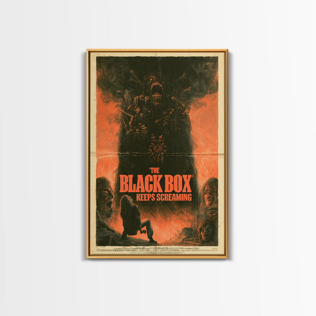 The Black Box Keeps Screaming, English Language Horror Movie Poster, 1970s Horror Art, Retro Horror Movie Art, Framed Canvas Print