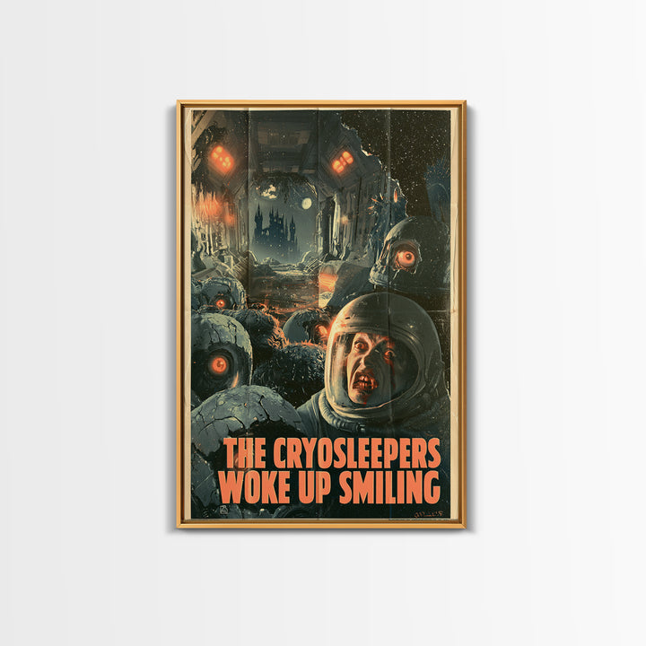 The Cryosleepers Woke Up Smiling, English Language Horror Movie Poster, 1930s Horror Art, Retro Horror Movie Art, Canvas Print