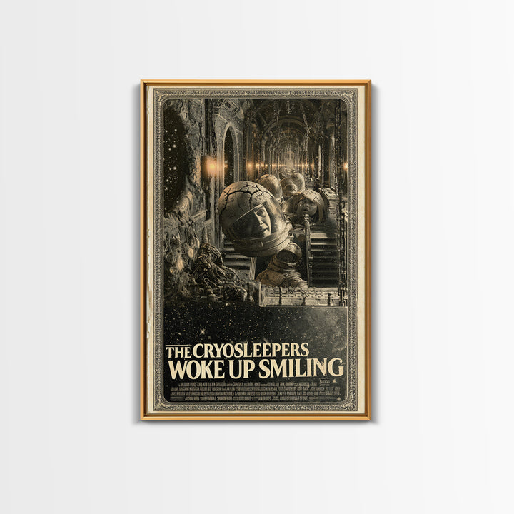 The Cryosleepers Woke Up Smiling, English Language Horror Movie Poster, Architectural Etching Art, Classic Monster Poster