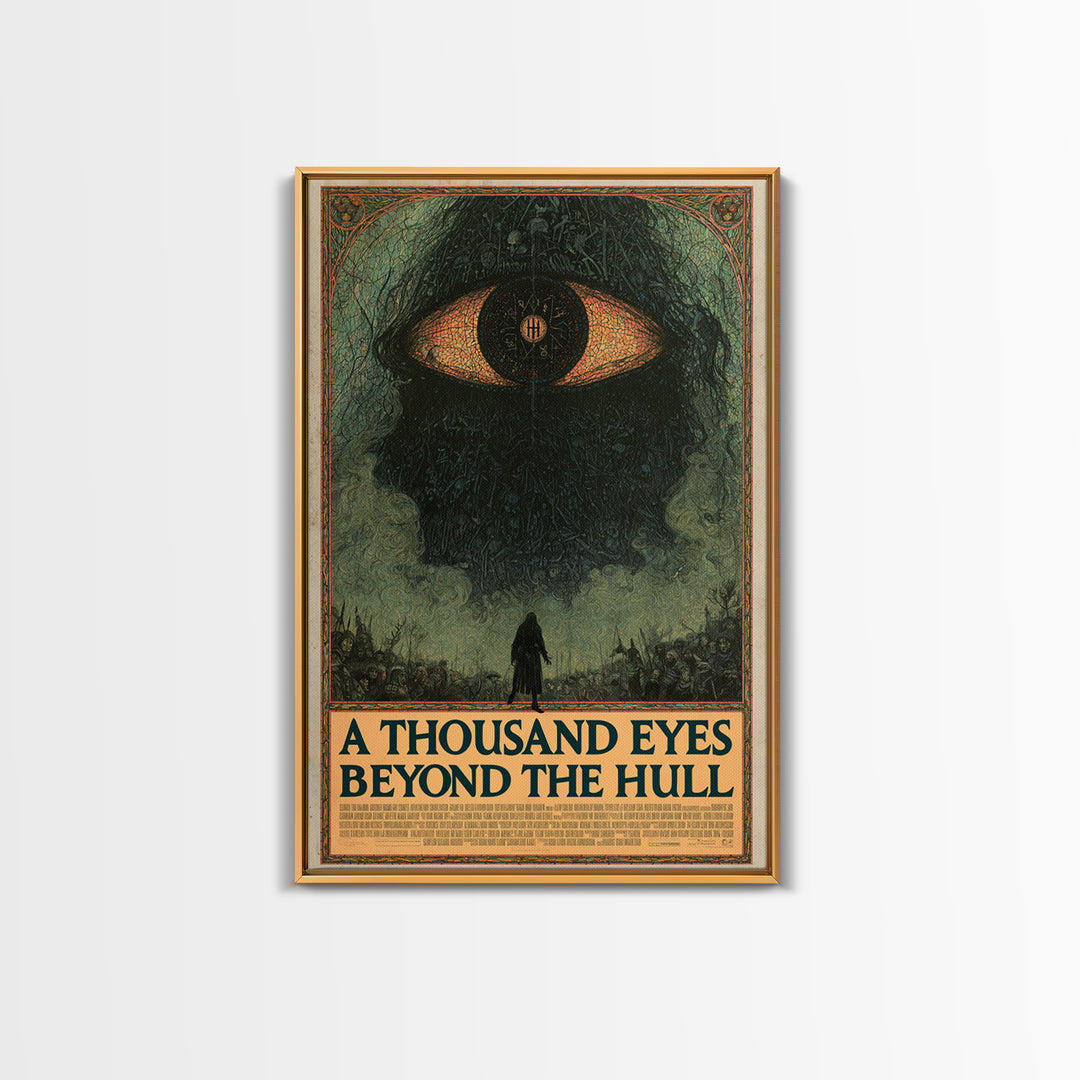 A Thousand Eyes Beyond The Hull, English Language Horror Movie Poster, Stained Glass Gothic Art, Classic Monster Poster, Canvas Print