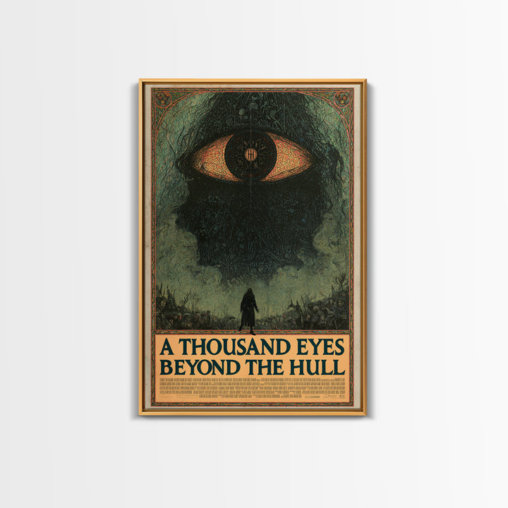 A Thousand Eyes Beyond The Hull, English Language Horror Movie Poster, Stained Glass Gothic Art, Classic Monster Poster, Canvas Print