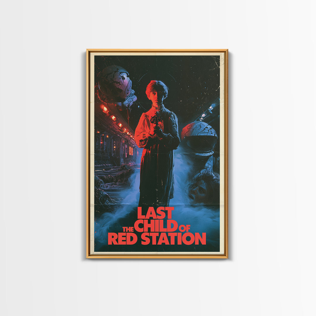 The Last Child Of Red Station, English Language Horror Movie Poster, 1980s Vhs Nightmare Cover Inspired Art, Retro Horror Movie Art
