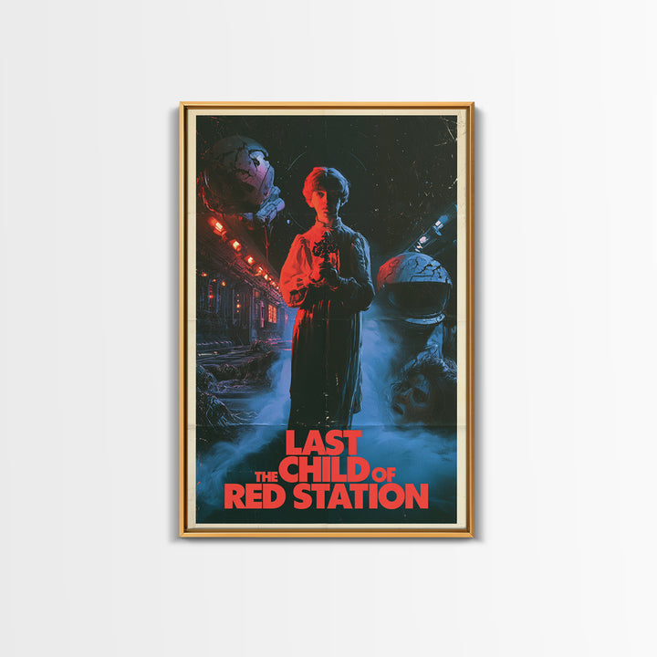 The Last Child Of Red Station, English Language Horror Movie Poster, 1980s Vhs Nightmare Cover Inspired Art, Retro Horror Movie Art