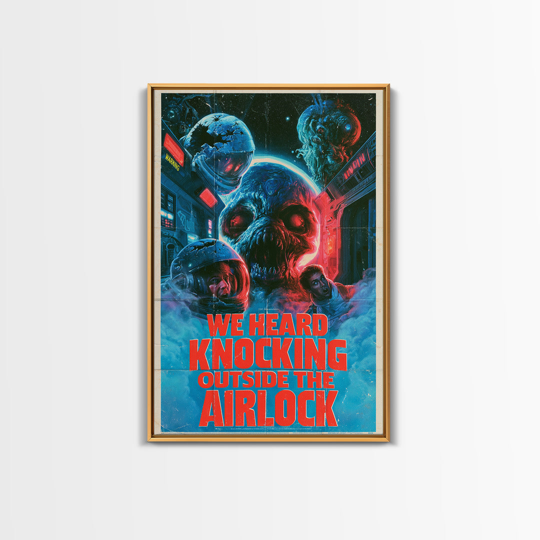 We Heard Knocking Outside The Airlock, English Language Horror Movie Poster, 1980s Vhs Nightmare Cover Inspired Art, Gothic Cinema Wall Art