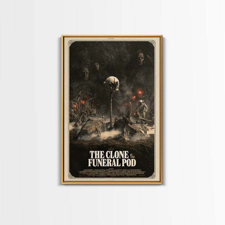 The Clone In The Funeral Pod, English Language Horror Movie Poster, Dark Romantic Horror Art, Gothic Cinema Wall Art, Framed Canvas Print