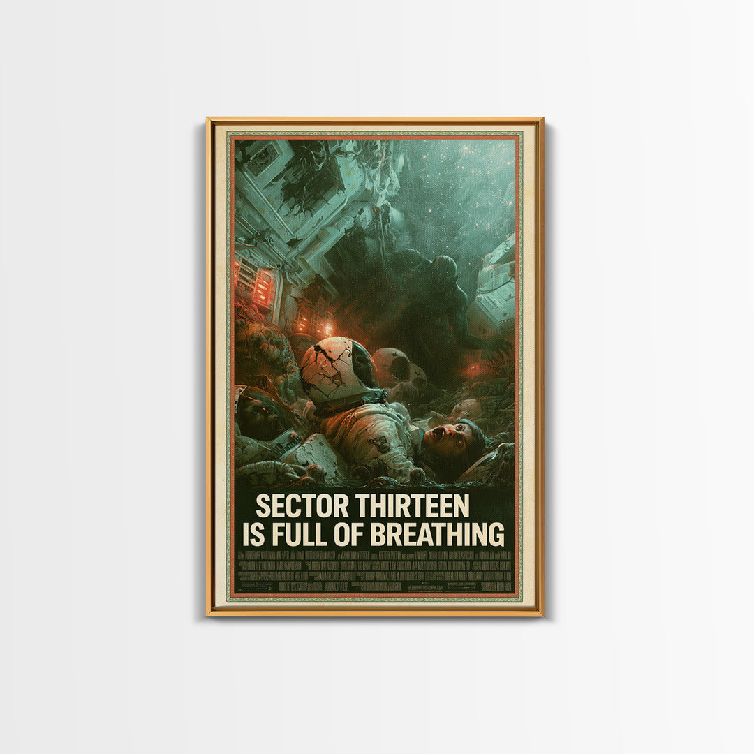 Sector Thirteen Is Full Of Breathing, English Language Horror Movie Poster, Gothic Nightmare Art, Classic Monster Poster