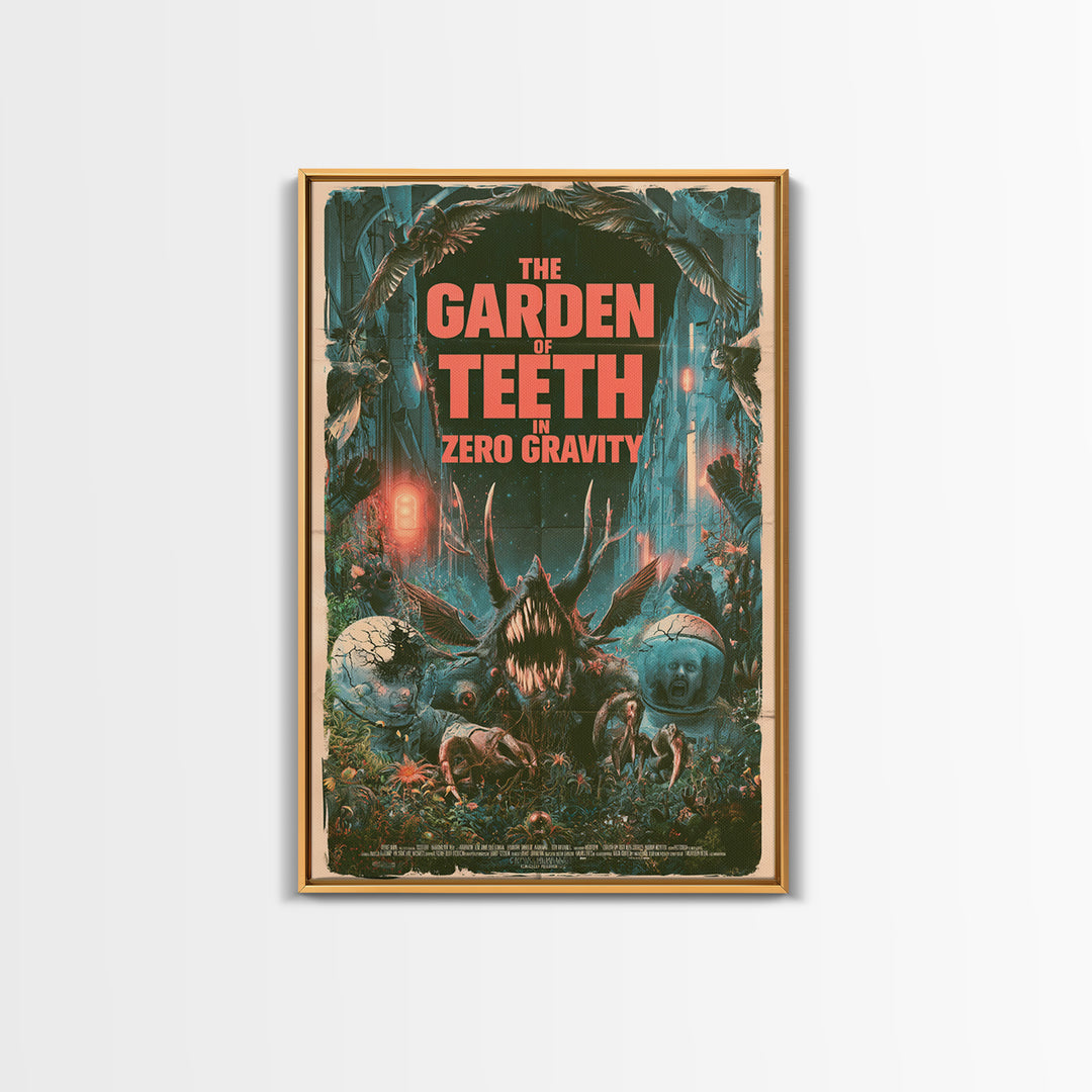 The Garden Of Teeth In Zero Gravity, English Language Horror Movie Poster, Giallo Horror Art, Gothic Cinema Wall Art, Framed Canvas Print