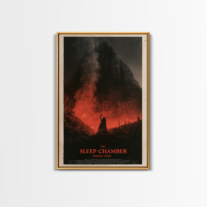 The Sleep Chamber Opened Itself, English Language Horror Movie Poster, 1930s Horror Art, Gothic Cinema Wall Art, Framed Canvas Print