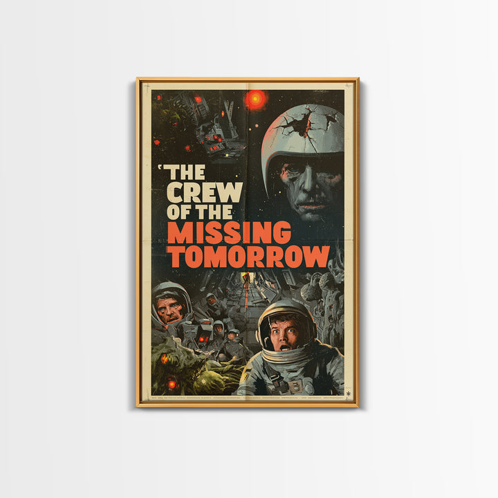 The Crew Of The Missing Tomorrow, English Language Horror Movie Poster, 1970s Horror Art, Retro Horror Movie Art, Framed Canvas Print