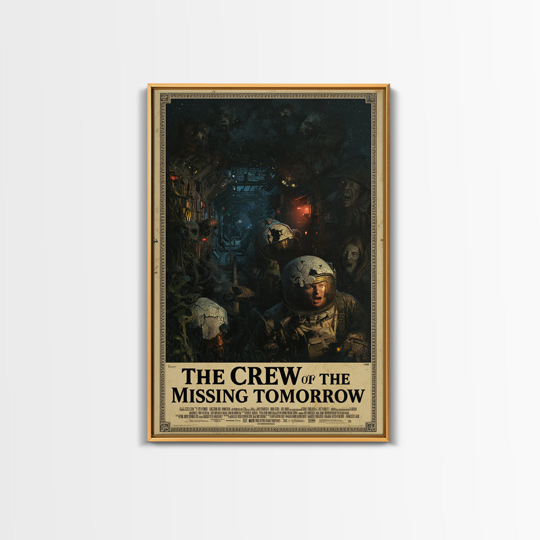 The Crew Of The Missing Tomorrow, English Language Horror Movie Poster, Dark Romantic Horror Art, Retro Horror Movie Art, Canvas Print
