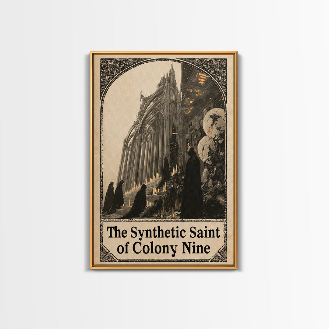The Synthetic Saint Of Colony Nine, English Language Horror Movie Poster, Decadent Line Art, Gothic Cinema Wall Art