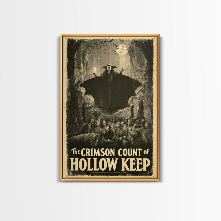 The Crimson Count Of Hollow Keep, English Language Horror Movie Poster, 1930s Horror Art, Classic Monster Poster, Framed Canvas Print