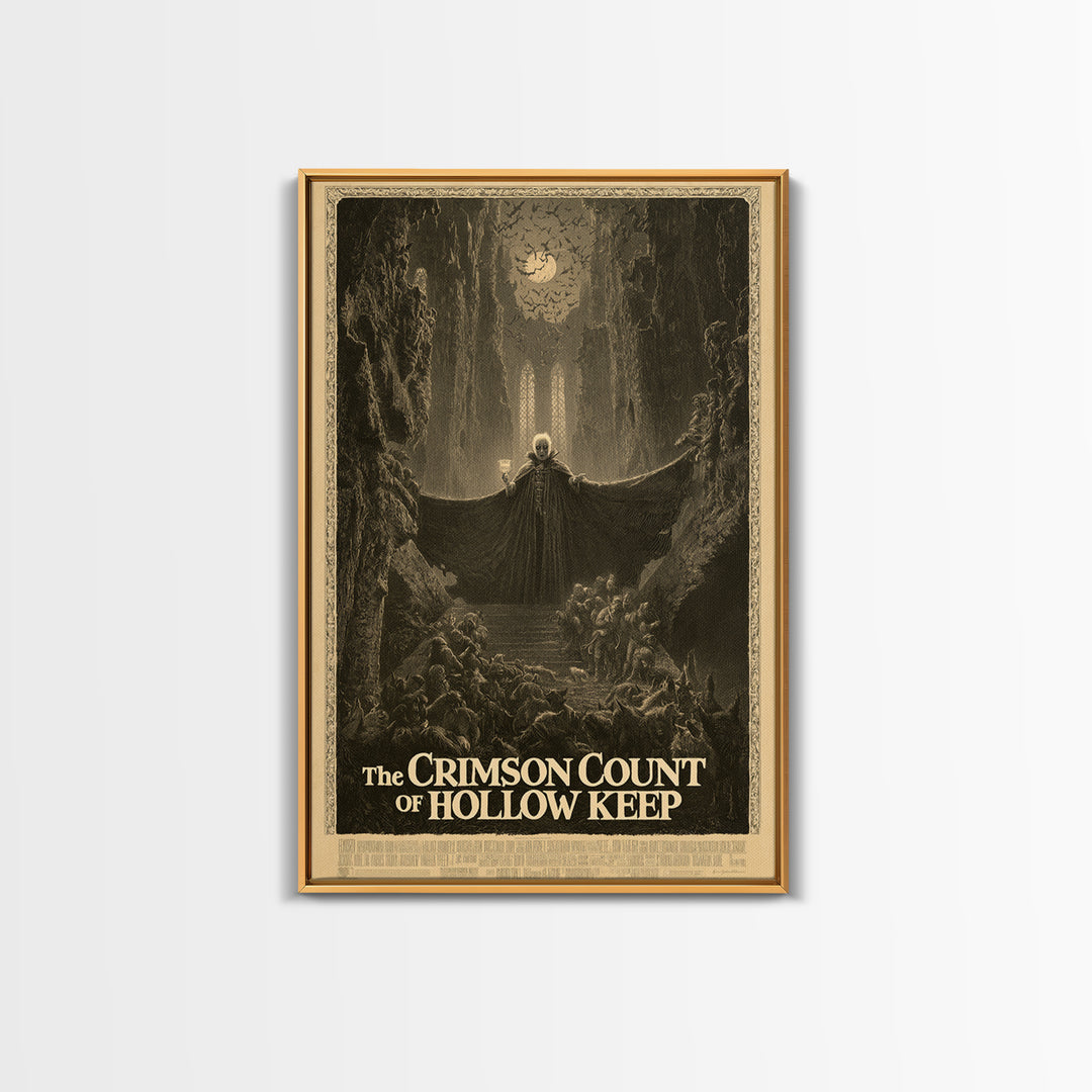 The Crimson Count Of Hollow Keep, English Language Horror Movie Poster, Gothic Engraving Art, Gothic Cinema Wall Art, Canvas Print
