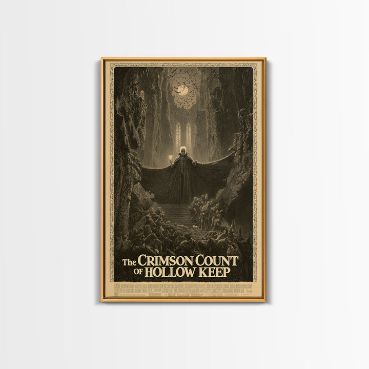 The Crimson Count Of Hollow Keep, English Language Horror Movie Poster, Gothic Engraving Art, Gothic Cinema Wall Art, Canvas Print