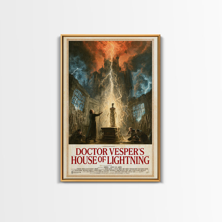Doctor Vesper'S House Of Lightning, English Language Horror Movie Poster, Apocalyptic Romantic Art, Retro Horror Movie Art, Dark Fantasy Art