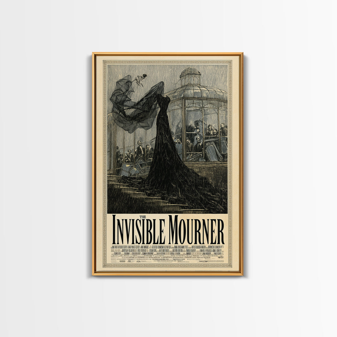 The Invisible Mourner, English Language Horror Movie Poster, Victorian Macabre Art, Cult Horror Poster, Framed Canvas Print